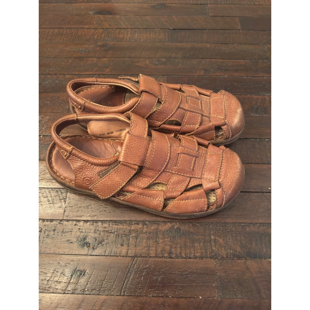 Born Mens Leather Fisherman Sandals Brown H39606 Size 8/41 - Picture 3 of 6